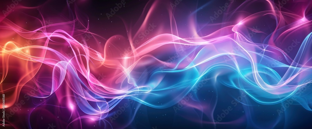 Abstract Energy Waves With Neon Colors, Cartoon Style, Background
