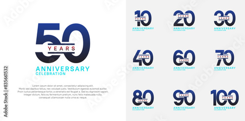 anniversary logotype vector set with blue color for special celebration