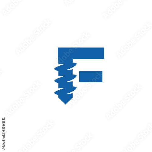 Letter F Drilling logo icon vector template