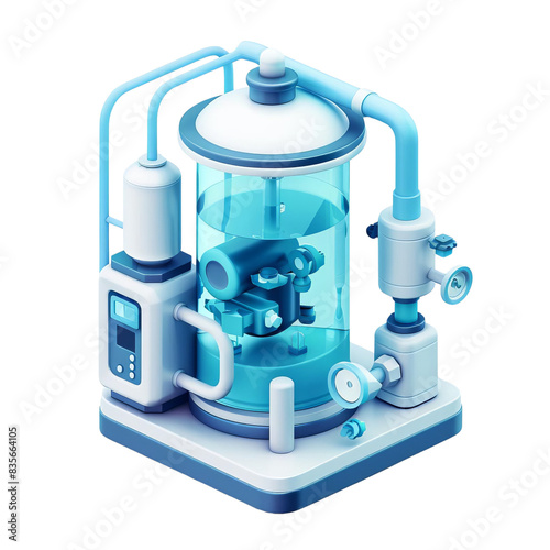 Wallpaper Mural Isometric high-tech laboratory equipment with digital interface. Futuristic experimental device for scientific research and innovations. isolated on a transparent background. Torontodigital.ca