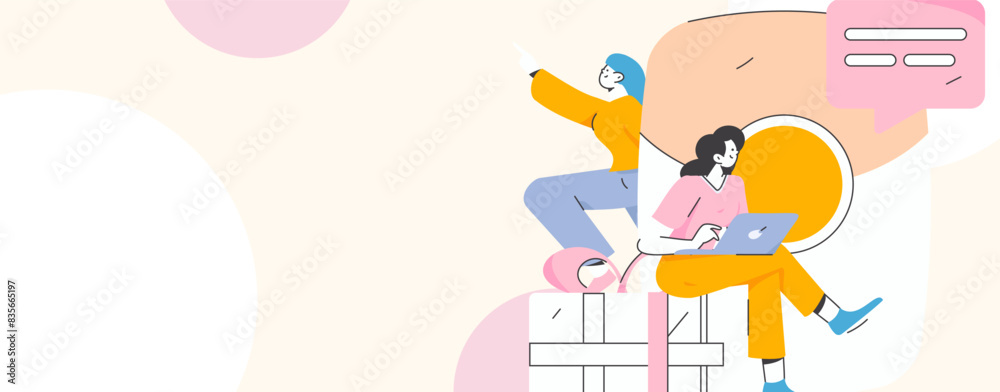 Use red envelopes to attract new customers and promote activity. Flat vector character concept illustration
Use red envelopes to attract new customers and promote activity. Flat vector character concept illustration