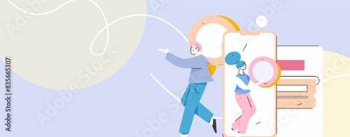 Use red envelopes to attract new customers and promote activity. Flat vector character concept illustration
