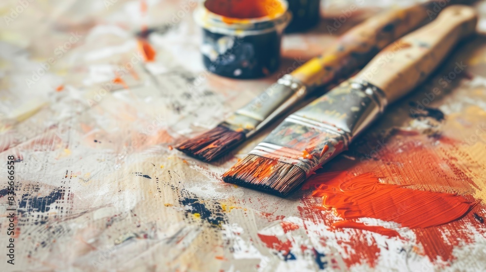 Painting Tools on Tissue Paper During Home Remodeling Painting Tools on Tissue Paper During Home Remodeling