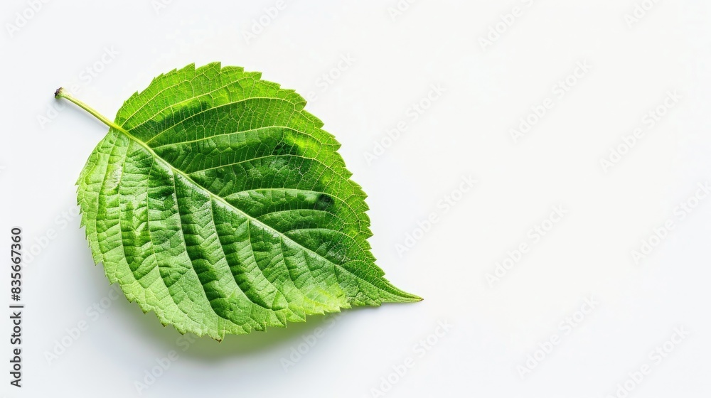 Fototapeta premium Isolated green leaf on a white background