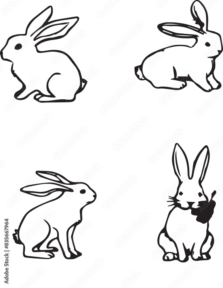 Obraz premium Hand-drawn bunny outline vector illustration 