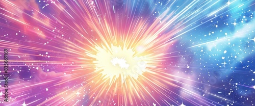 Celestial Energy Bursts, Cartoon Style, Background