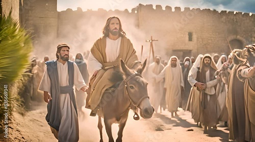 Jesus Entering Jerusalem. Palm Sunday Procession