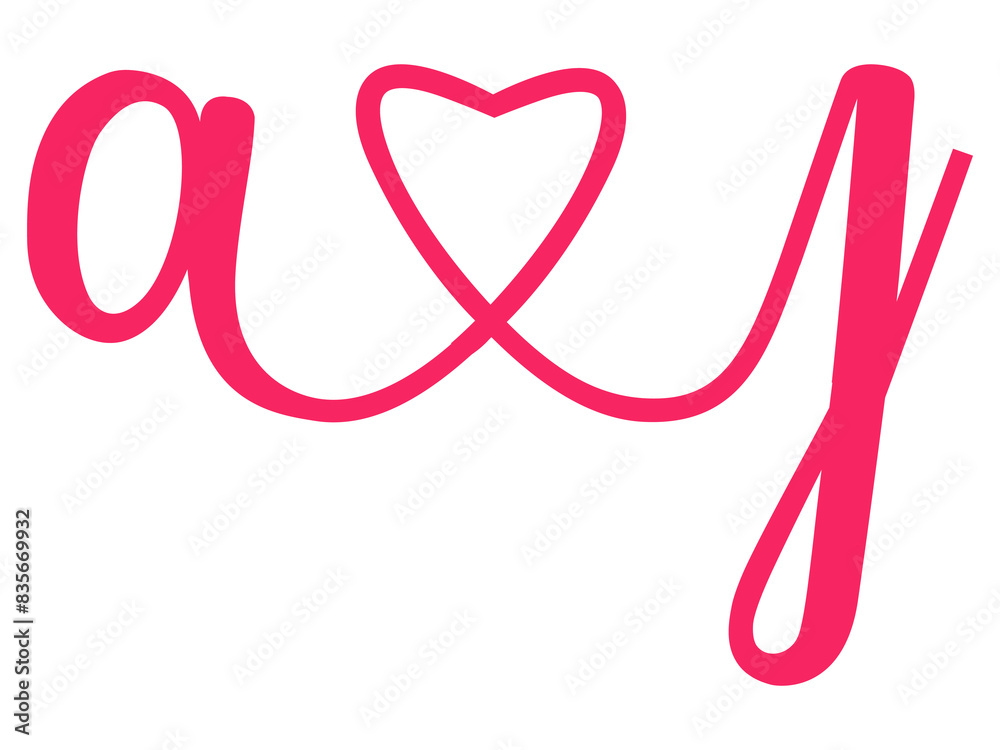 Fototapeta premium Initials Letter a.j Love Calligraphy
