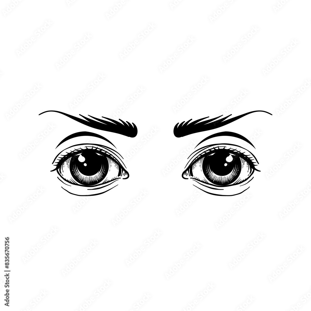 Fototapeta premium black and white illustration of a woman's eyes