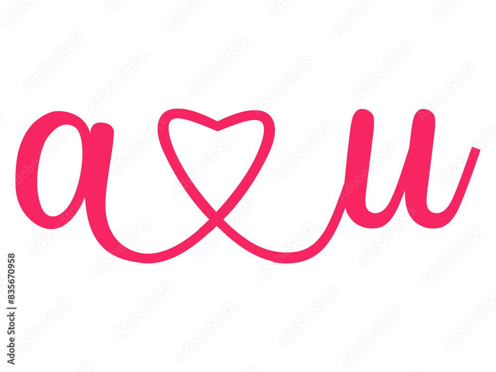 Initials Letter a.u Love Calligraphy
