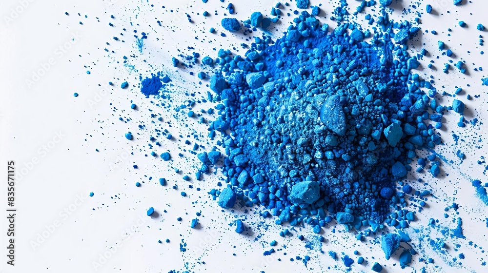 Birds-eye view of a vibrant blue powder pile for Holi festival Birds-eye view of a vibrant blue powder pile for Holi festival