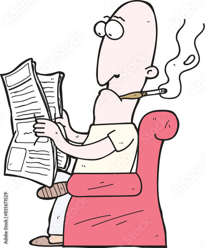 A person reading a newspaper cartoon
