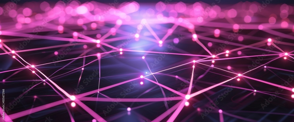 Dynamic Data Networks With Glowing Lines, Cartoon Style, Background Dynamic Data Networks With Glowing Lines, Cartoon Style, Background