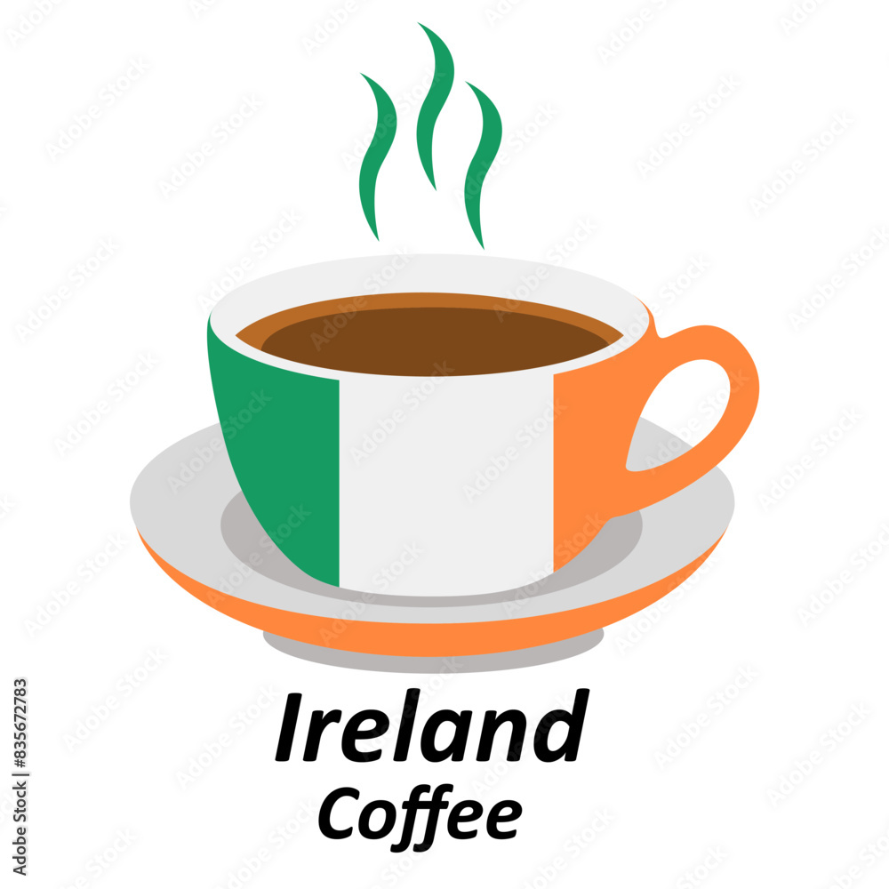 ireland coffee cup logo design vector illustration ireland coffee cup logo design vector illustration