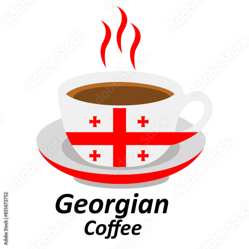 georgian coffee cup logo design vector illustration