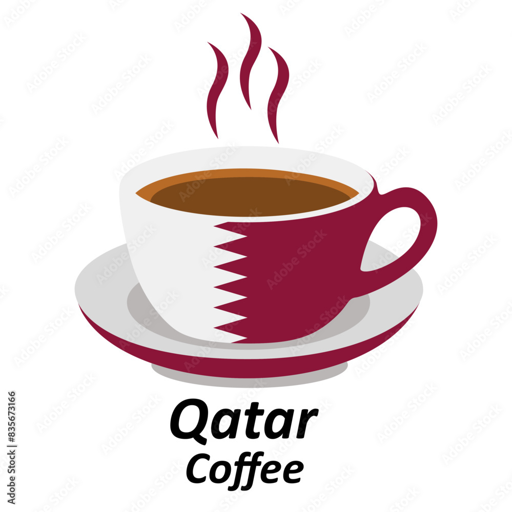 Obraz premium qatar coffee cup logo design vector illustration