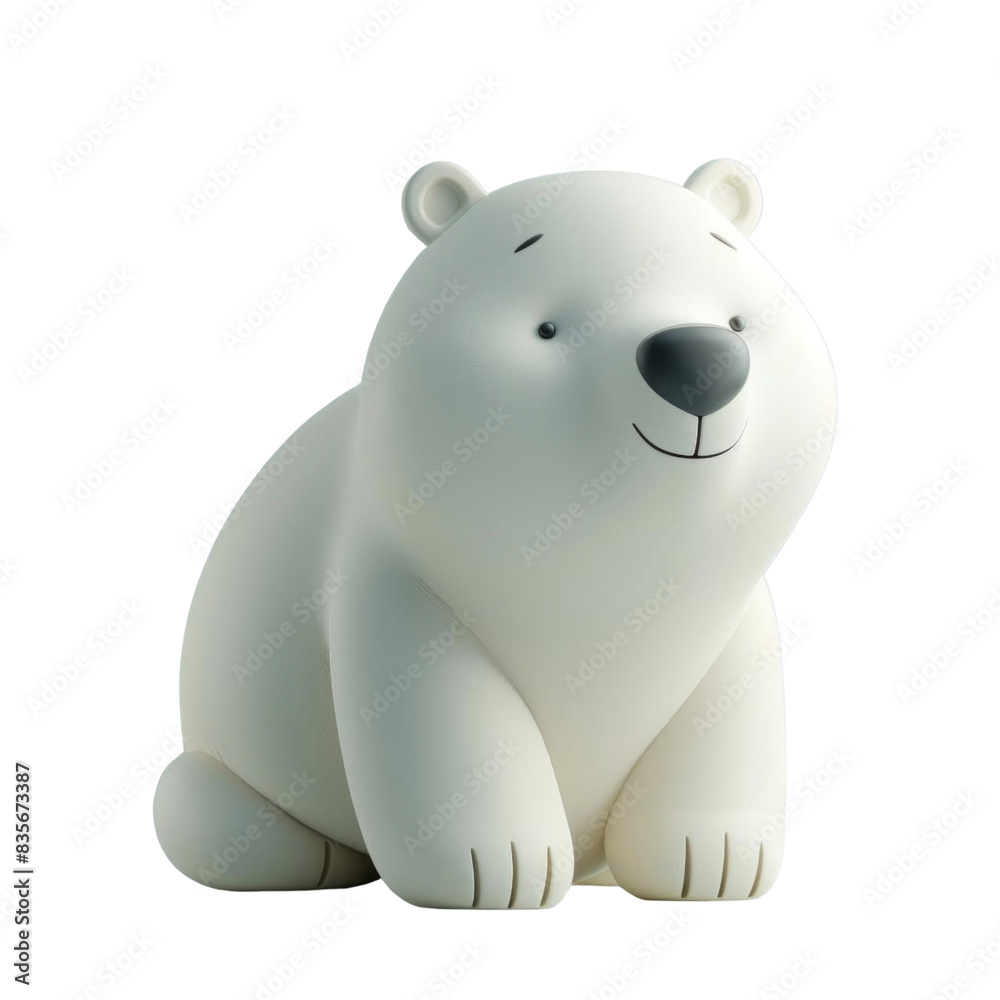 Fototapeta premium Cute 3D illustration of a polar bear sitting and smiling