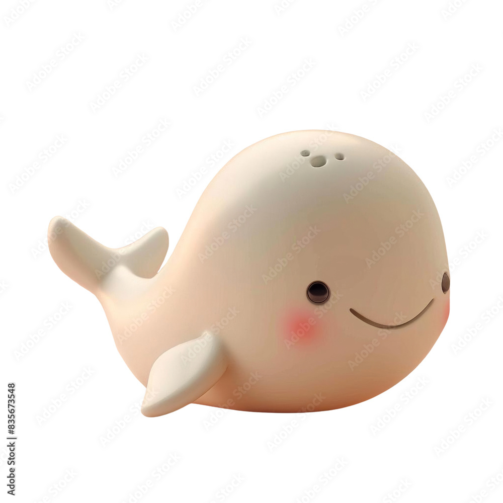 Cute cartoon whale toy with pink blush and happy face Cute cartoon whale toy with pink blush and happy face