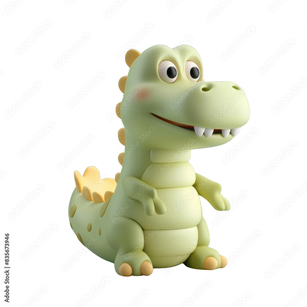 A cute green dinosaur is sitting and smiling. A cute green dinosaur is sitting and smiling.