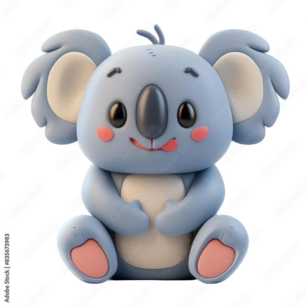 Naklejka premium Cute 3D cartoon koala sitting and smiling.