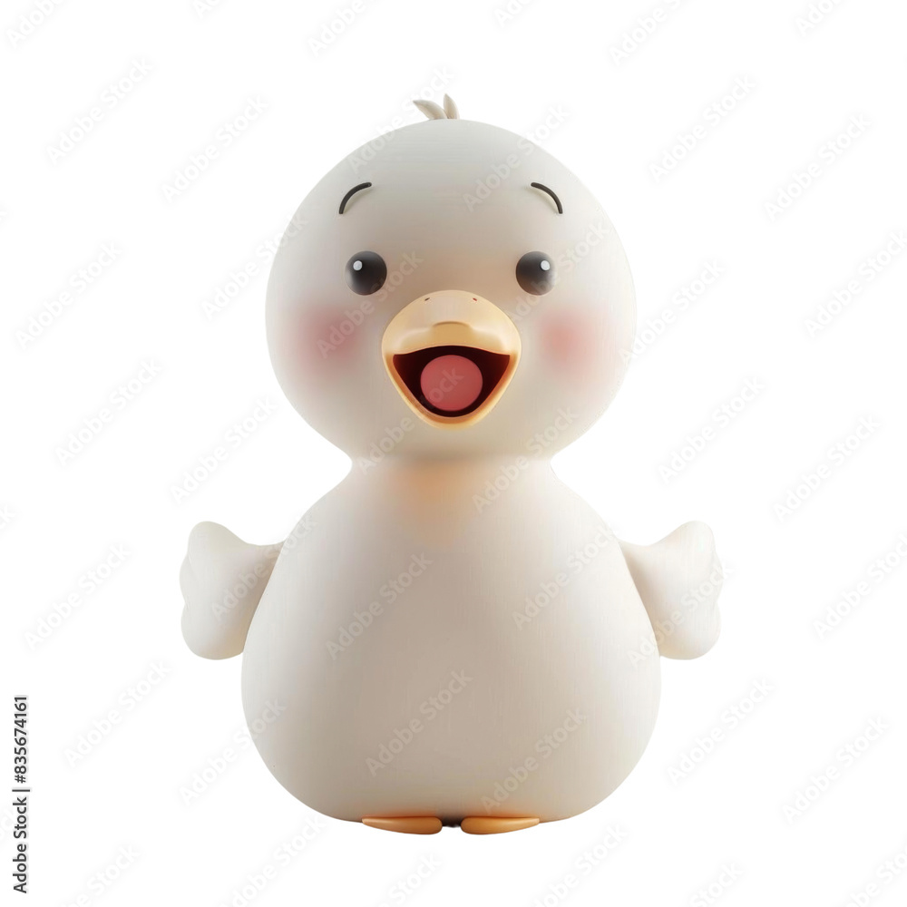 Fototapeta premium 3D rendering of a cute and happy duck isolated on transparent background.