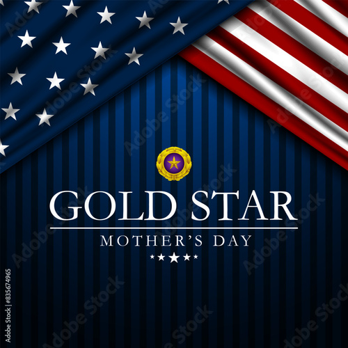 Gold star mothers day background vector illustration