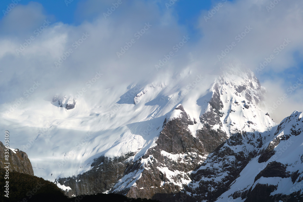 Fototapeta premium Scenic landscape of Milford Sound fjords in New Zealand.
