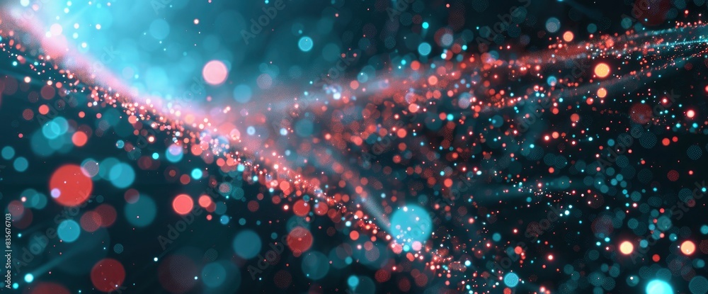 Holographic Data Particles In A Dark Void, Cartoon Style, Background Holographic Data Particles In A Dark Void, Cartoon Style, Background