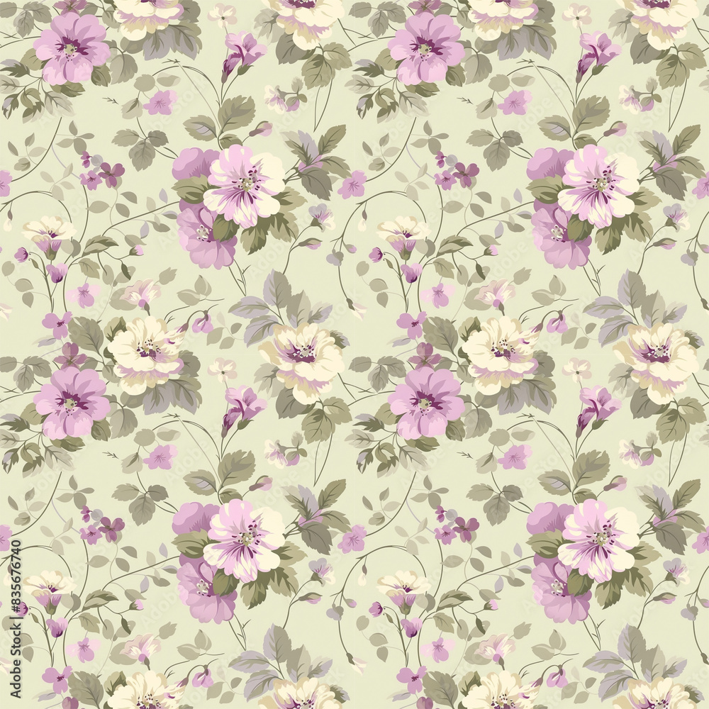 custom made wallpaper toronto digitalFloral variety color, form natural, seamless fabric pattern.