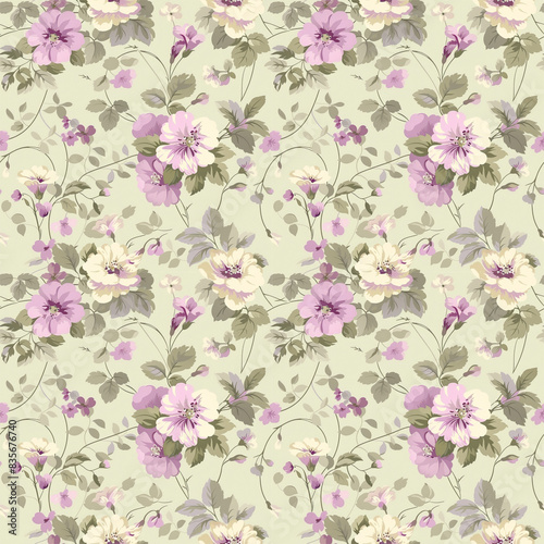 Wallpaper Mural Floral variety color, form natural, seamless fabric pattern. Torontodigital.ca