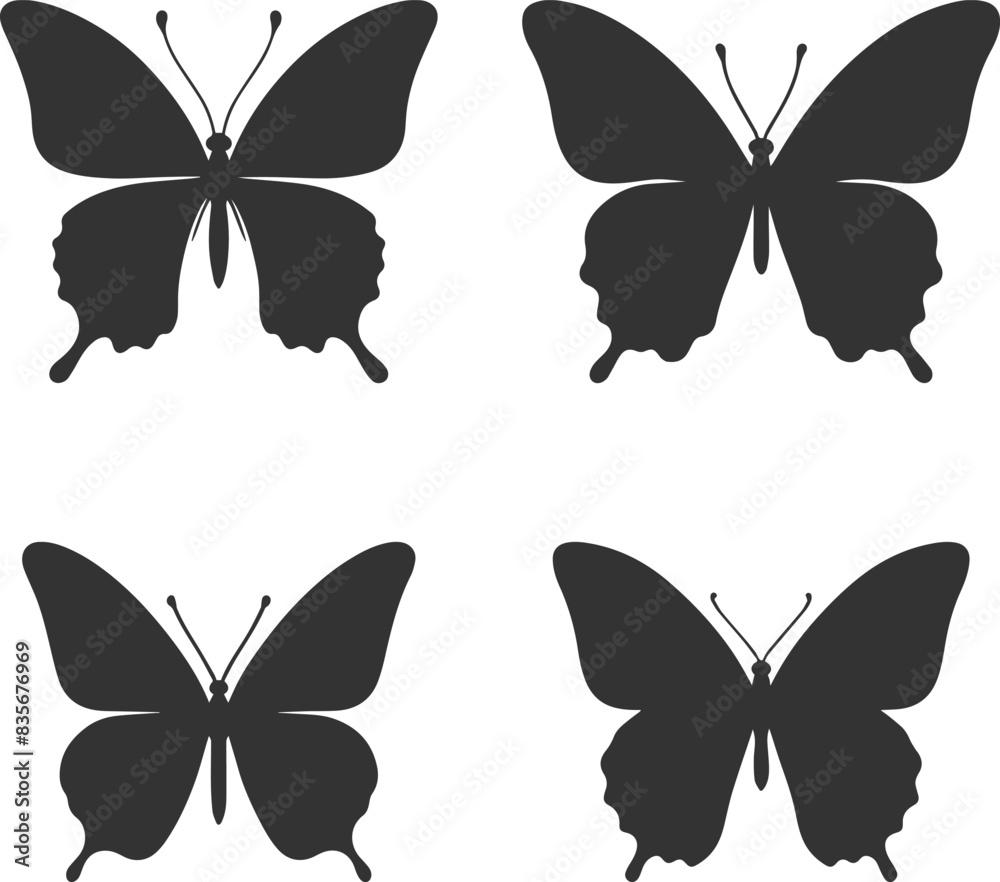 set of butterflies isolated set of butterflies isolated