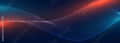 glowing and modern web technology wavy background in particle style