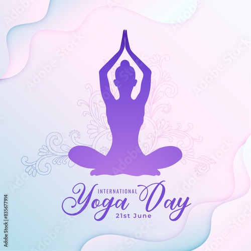artistic international yoga day poster, woman in yoga body posture