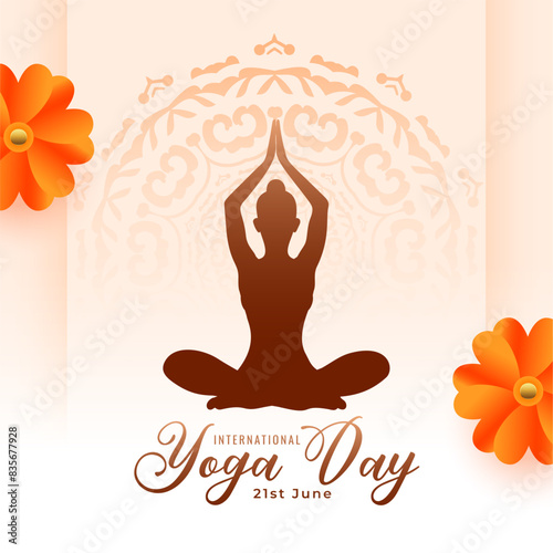 international yoga day mandala poster with flower decor