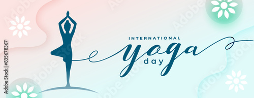 international yoga day banner woman doing surya namaskar