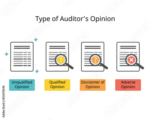 Audit opinions for qualified, adverse,  disclaimer of opinion from material and not material document