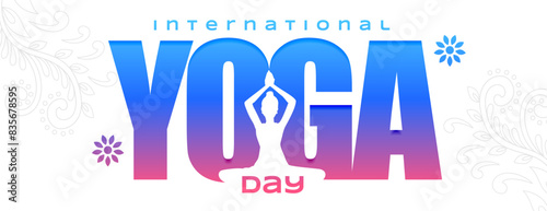international yoga day celebration banner in papercut style