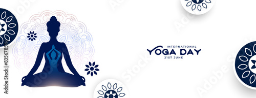 21st june yoga day white banner for social media post