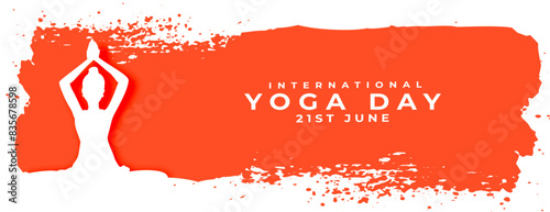 papercut style world yoga day event banner with grungy effect