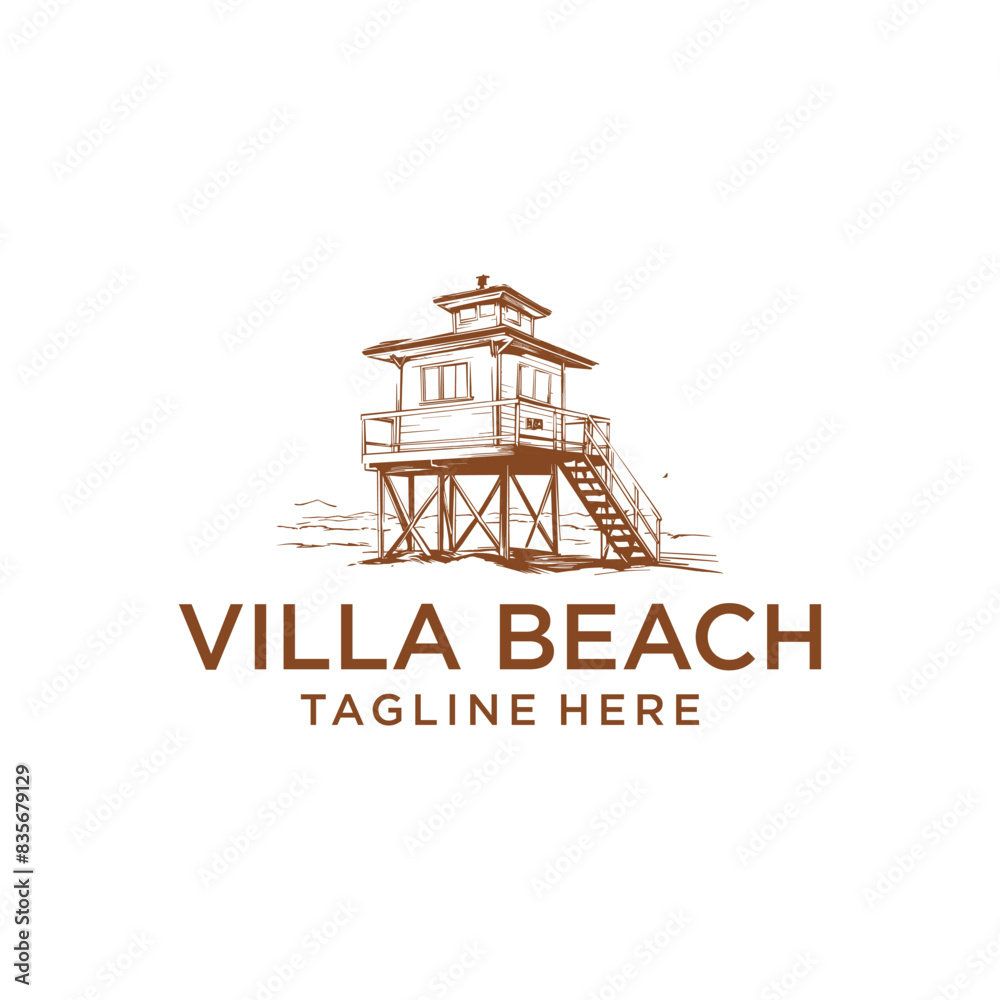 Naklejka premium Villa beach logo vector illustration