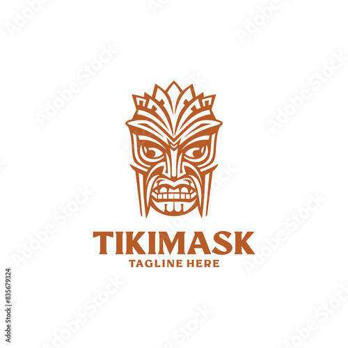 Tiki mask logo vector illustration