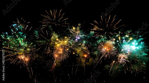 Vibrant fireworks illuminate the night sky