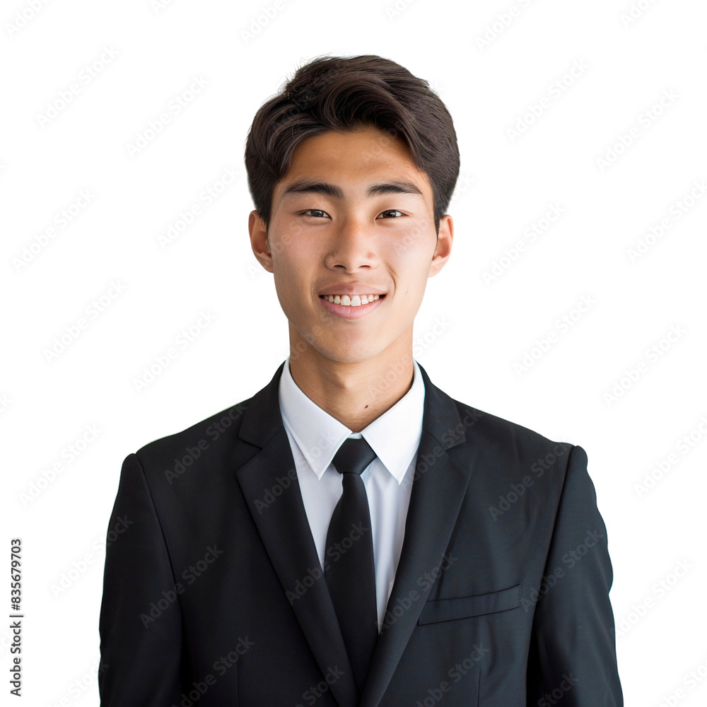 Portrait of a smiling young Japanese businessman in suit, Professional headshot, isolated on transparent background Portrait of a smiling young Japanese businessman in suit, Professional headshot, isolated on transparent background
