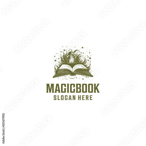 Magic book logo vector illustration