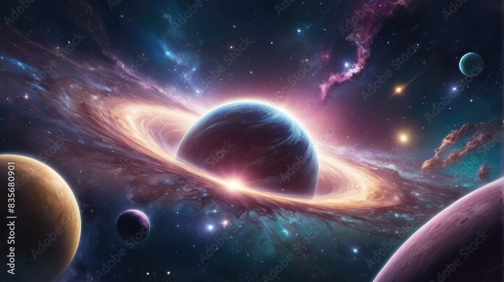 Obraz premium A universe with realistically dazzling and fascinating planets