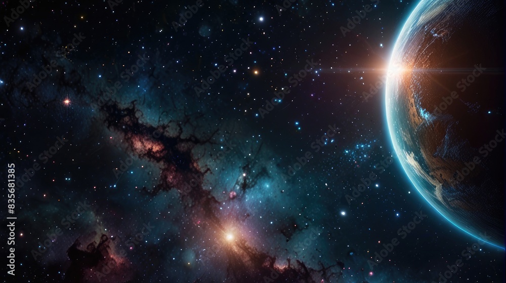 Obraz premium A universe with realistically dazzling and fascinating planets