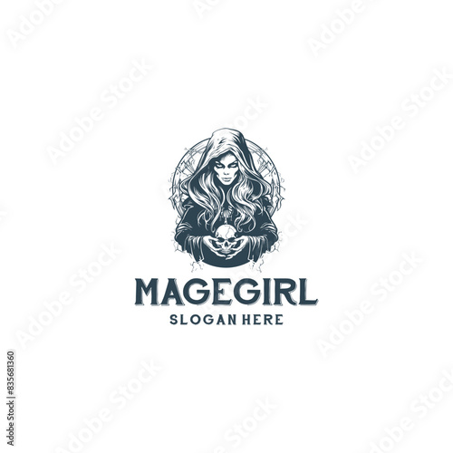 Mage girl logo vector illustration