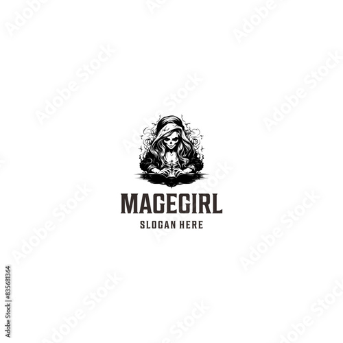 Mage girl logo vector illustration