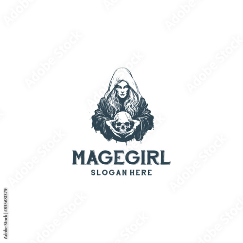 Mage girl logo vector illustration