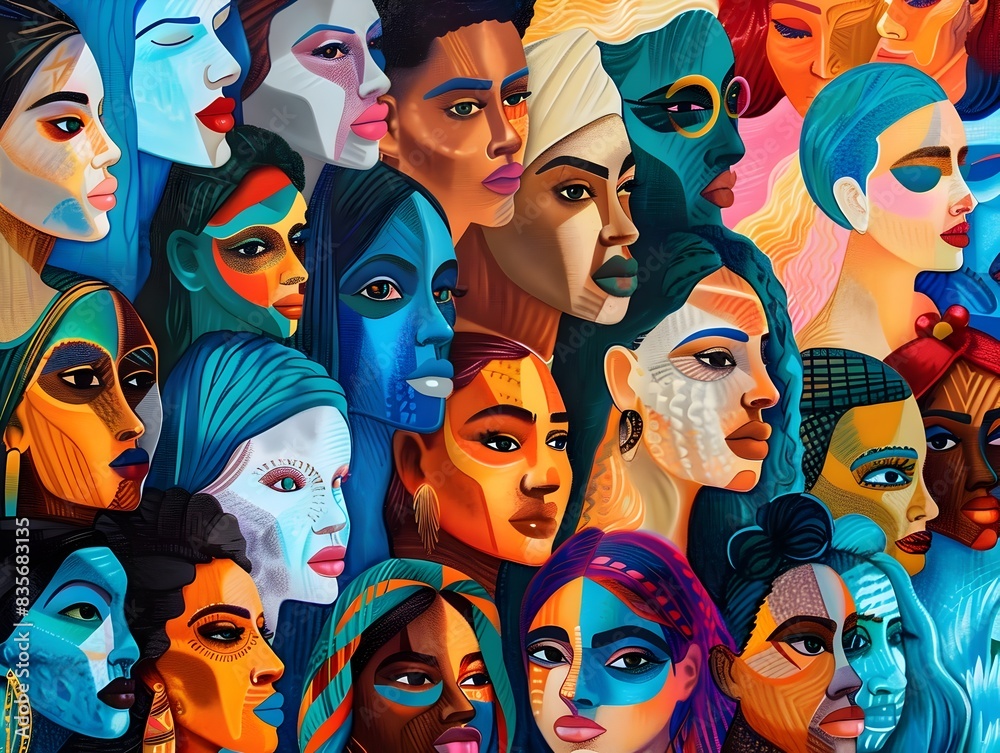 Vibrant Collage of Diverse Facial Expressions and Identities